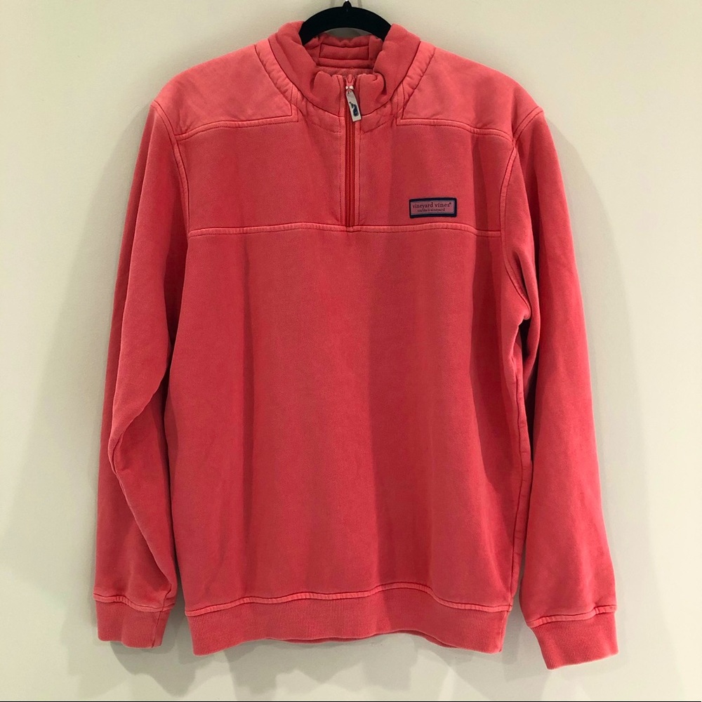 Vineyard Vines Preppy Salmon Coral Pink Shep Shirt Sweatshirt Quarter Zip S
